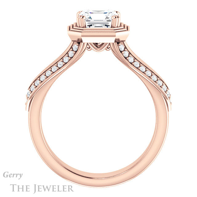 Asscher Cut Forever One Engagement Ring Setting #GTJ1228-asscher-fo-r | Gerry The Jeweler 14k Rose Gold Asscher Cut Forever One Engagement Ring Setting #GTJ1228-asscher-fo-r