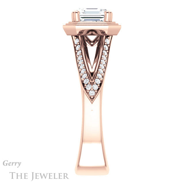 Asscher Cut Forever One Engagement Ring Setting #GTJ1228-asscher-fo-r | Gerry The Jeweler 14k Rose Gold Asscher Cut Forever One Engagement Ring Setting #GTJ1228-asscher-fo-r