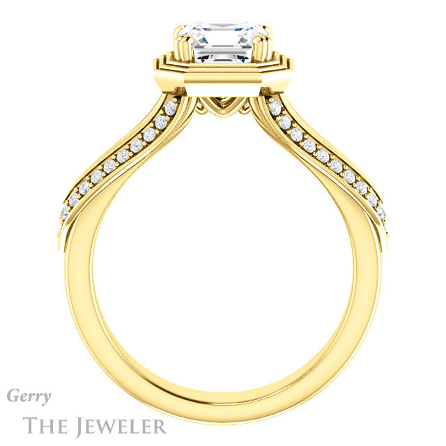 Asscher Cut Forever One Engagement Ring Setting #GTJ1228-asscher-fo-y | Gerry The Jeweler 14k Yellow Gold Asscher Cut Forever One Engagement Ring Setting #GTJ1228-asscher-fo-y