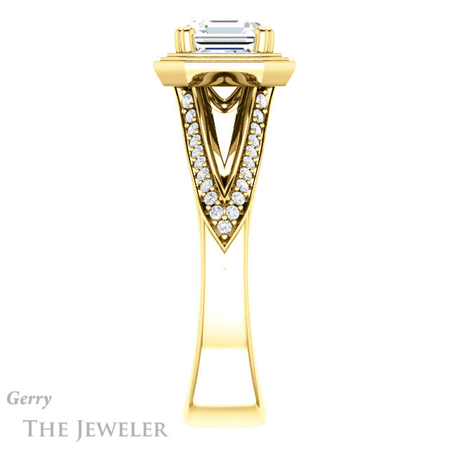 Asscher Cut Forever One Engagement Ring Setting #GTJ1228-asscher-fo-y | Gerry The Jeweler 14k Yellow Gold Asscher Cut Forever One Engagement Ring Setting #GTJ1228-asscher-fo-y