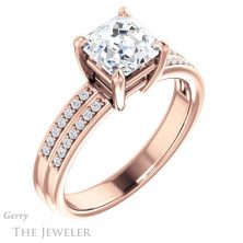 14k Rose Gold Asscher Cut Forever One Engagement Ring Setting #GTJ1229-asscher-fo-r