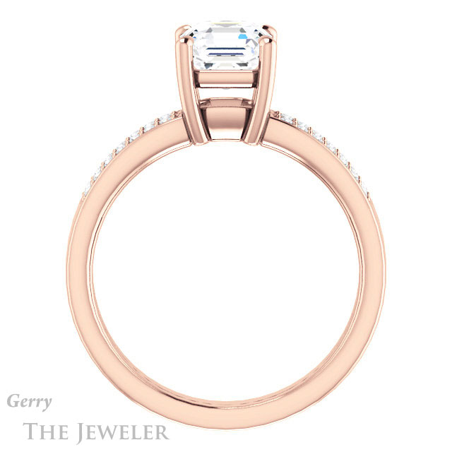 14k Rose Gold Asscher Cut Forever One Engagement Ring Setting #GTJ1229-asscher-fo-r