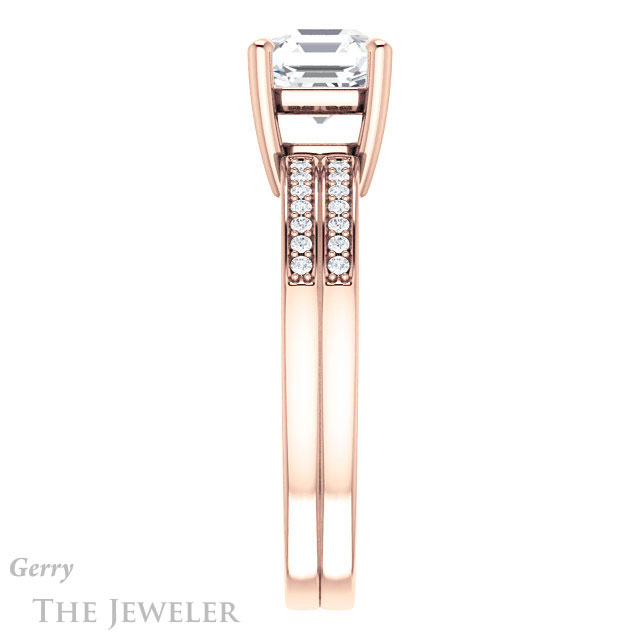 14k Rose Gold Asscher Cut Forever One Engagement Ring Setting #GTJ1229-asscher-fo-r