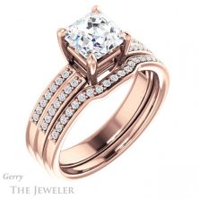 14k Rose Gold Asscher Cut Forever One Engagement Ring Setting #GTJ1229-asscher-fo-r