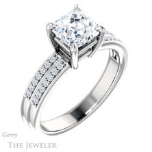 14k White Gold Asscher Cut Forever One Engagement Ring Setting #GTJ1229-asscher-fo-w
