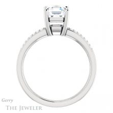 14k White Gold Asscher Cut Forever One Engagement Ring Setting #GTJ1229-asscher-fo-w
