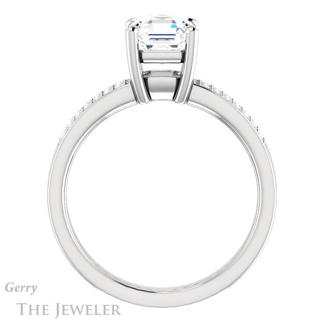 14k White Gold Asscher Cut Forever One Engagement Ring Setting #GTJ1229-asscher-fo-w