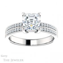 14k White Gold Asscher Cut Forever One Engagement Ring Setting #GTJ1229-asscher-fo-w