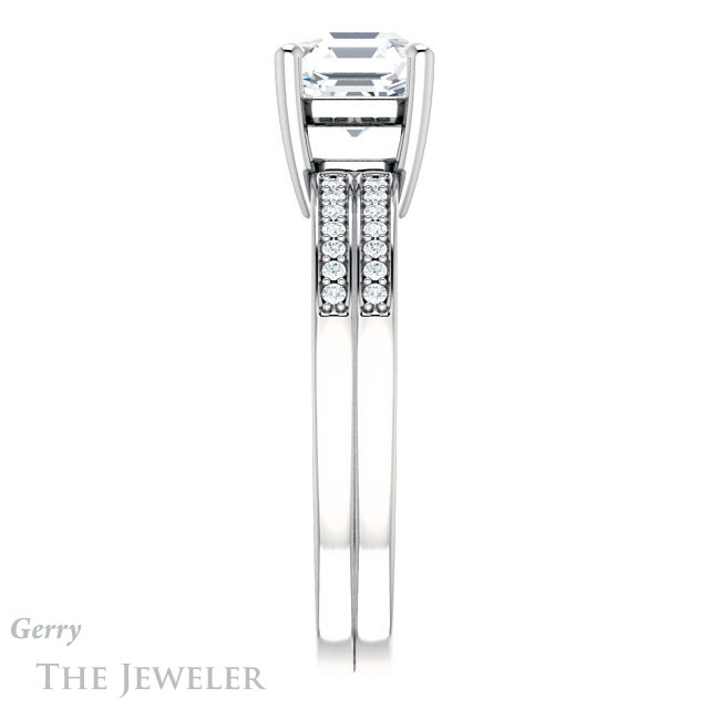 14k White Gold Asscher Cut Forever One Engagement Ring Setting #GTJ1229-asscher-fo-w
