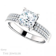14k White Gold Asscher Cut Forever One Engagement Ring Setting #GTJ1229-asscher-fo-w