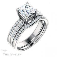 14k White Gold Asscher Cut Forever One Engagement Ring Setting #GTJ1229-asscher-fo-w