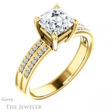 14k Yellow Gold Asscher Cut Forever One Engagement Ring Setting #GTJ1229-asscher-fo-y 4 14k Yellow Gold Asscher Cut Forever One Engagement Ring Setting #GTJ1229-asscher-fo-y