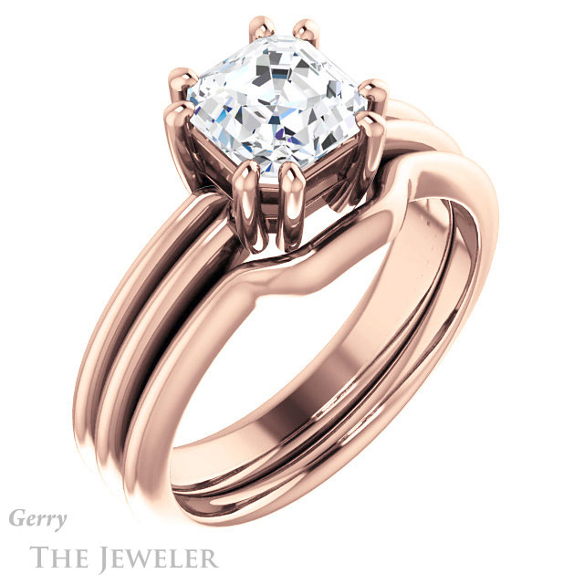 Asscher Cut Forever One Engagement Ring Setting #GTJ1230-asscher-fo-r | Gerry The Jeweler 14k Rose Gold Asscher Cut Forever One Engagement Ring Setting #GTJ1230-asscher-fo-r