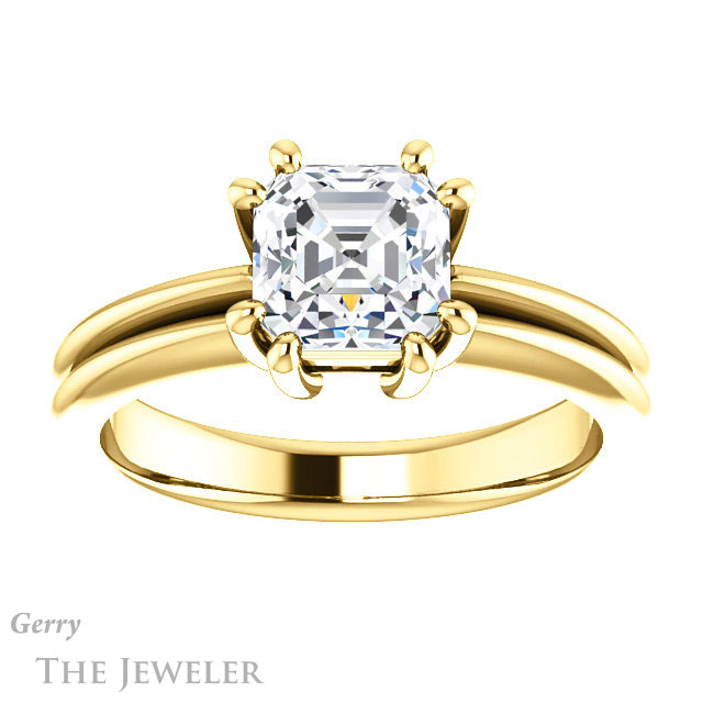 Asscher Cut Forever One Engagement Ring Setting #GTJ1230-asscher-fo-y | Gerry The Jeweler 14k Yellow Gold Asscher Cut Forever One Engagement Ring Setting #GTJ1230-asscher-fo-y