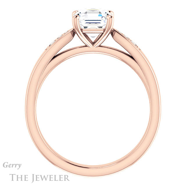 14k Rose Gold Asscher Cut Forever One Engagement Ring Setting #GTJ1232-asscher-fo-r