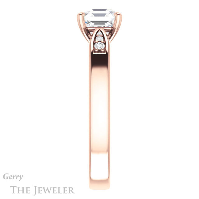 14k Rose Gold Asscher Cut Forever One Engagement Ring Setting #GTJ1232-asscher-fo-r