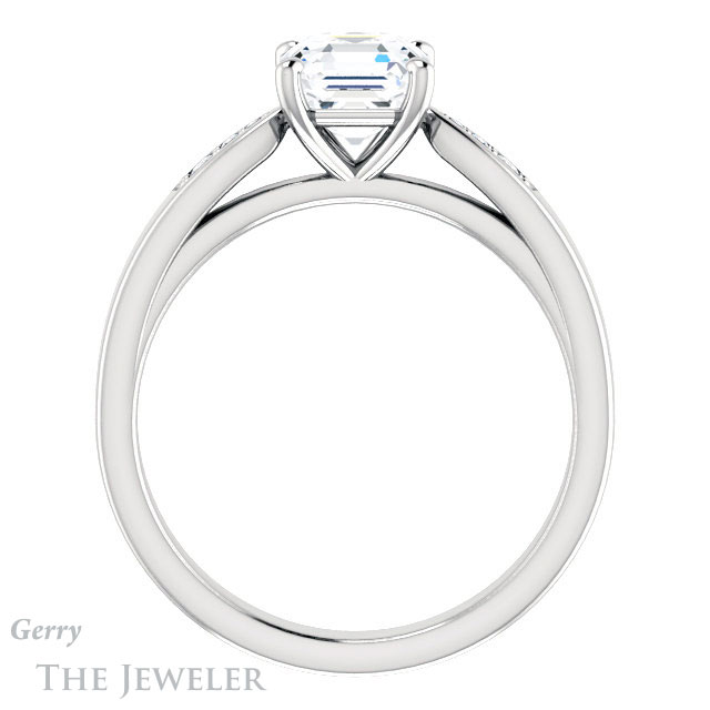 14k White Gold Asscher Cut Forever One Engagement Ring Setting #GTJ1232-asscher-fo-w