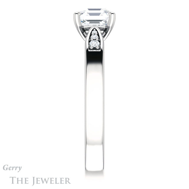 14k White Gold Asscher Cut Forever One Engagement Ring Setting #GTJ1232-asscher-fo-w 3 14k White Gold Asscher Cut Forever One Engagement Ring Setting #GTJ1232-asscher-fo-w