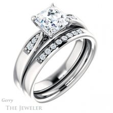 14k White Gold Asscher Cut Forever One Engagement Ring Setting #GTJ1232-asscher-fo-w 6 14k White Gold Asscher Cut Forever One Engagement Ring Setting #GTJ1232-asscher-fo-w