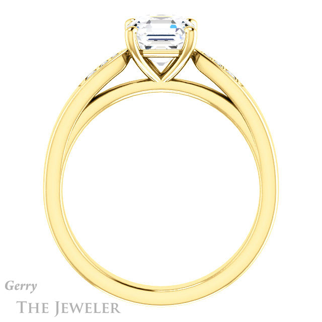 14k Yellow Gold Asscher Cut Forever One Engagement Ring Setting #GTJ1232-asscher-fo-y