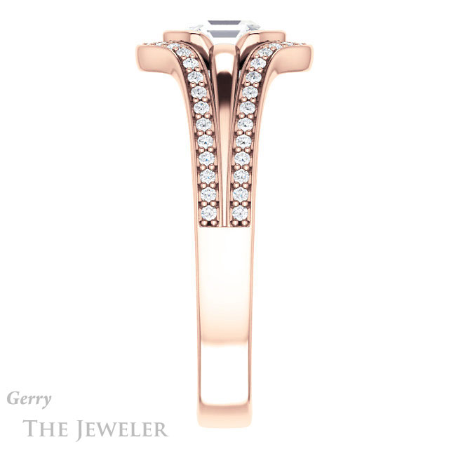 Asscher Cut Forever One Engagement Ring Setting #GTJ1236-asscher-fo-r | Gerry The Jeweler 14k Rose Gold Asscher Cut Forever One Engagement Ring Setting #GTJ1236-asscher-fo-r