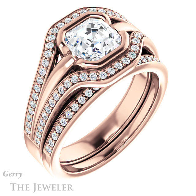 Asscher Cut Forever One Engagement Ring Setting #GTJ1236-asscher-fo-r | Gerry The Jeweler 14k Rose Gold Asscher Cut Forever One Engagement Ring Setting #GTJ1236-asscher-fo-r