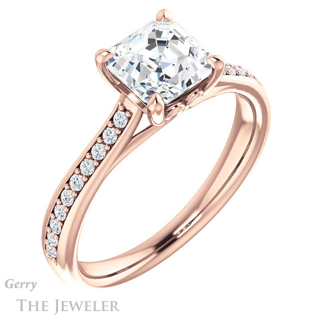 14k Rose Gold Asscher Cut Forever One Engagement Ring Setting #GTJ1238-asscher-fo-r 4 14k Rose Gold Asscher Cut Forever One Engagement Ring Setting #GTJ1238-asscher-fo-r