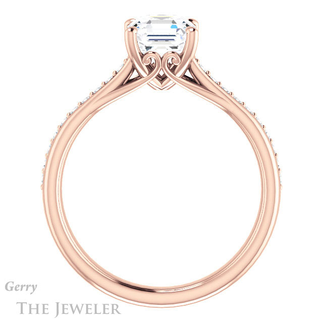 14k Rose Gold Asscher Cut Forever One Engagement Ring Setting #GTJ1238-asscher-fo-r