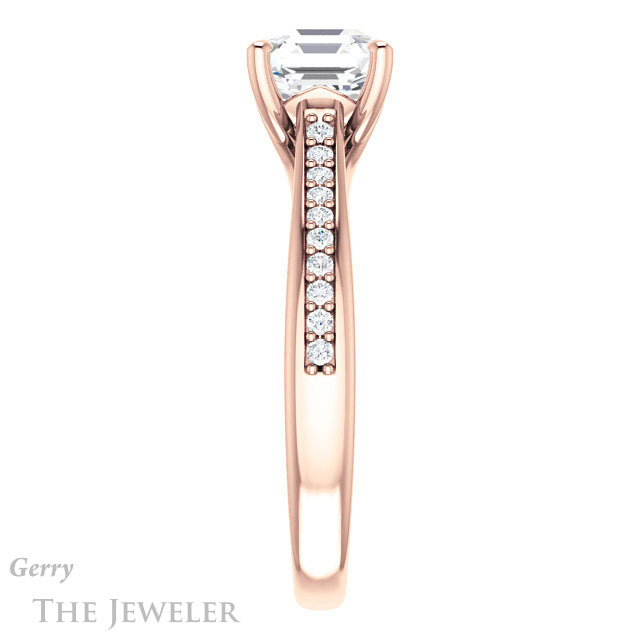 14k Rose Gold Asscher Cut Forever One Engagement Ring Setting #GTJ1238-asscher-fo-r 3 14k Rose Gold Asscher Cut Forever One Engagement Ring Setting #GTJ1238-asscher-fo-r