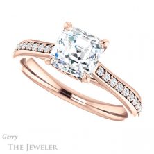 14k Rose Gold Asscher Cut Forever One Engagement Ring Setting #GTJ1238-asscher-fo-r 5 14k Rose Gold Asscher Cut Forever One Engagement Ring Setting #GTJ1238-asscher-fo-r