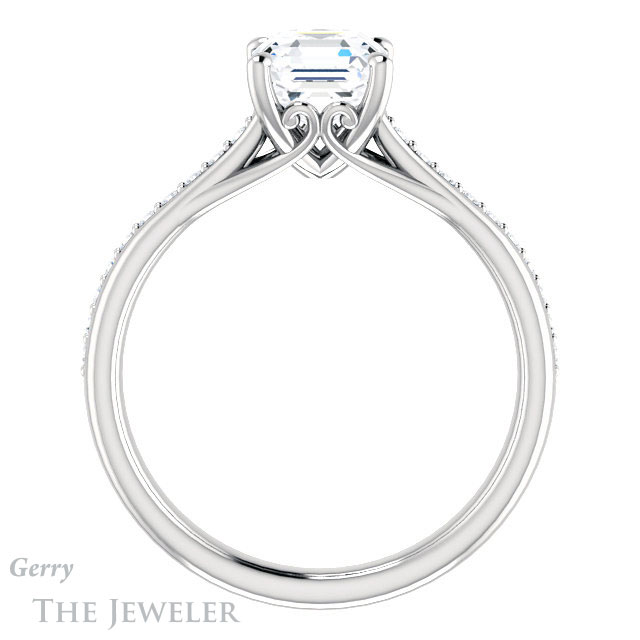 14k White Gold Asscher Cut Forever One Engagement Ring Setting #GTJ1238-asscher-fo-w