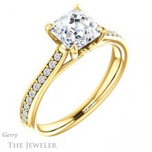 14k Yellow Gold Asscher Cut Forever One Engagement Ring Setting #GTJ1238-asscher-fo-y