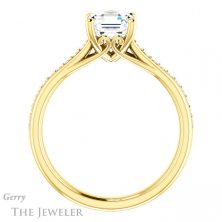 14k Yellow Gold Asscher Cut Forever One Engagement Ring Setting #GTJ1238-asscher-fo-y