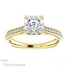 14k Yellow Gold Asscher Cut Forever One Engagement Ring Setting #GTJ1238-asscher-fo-y