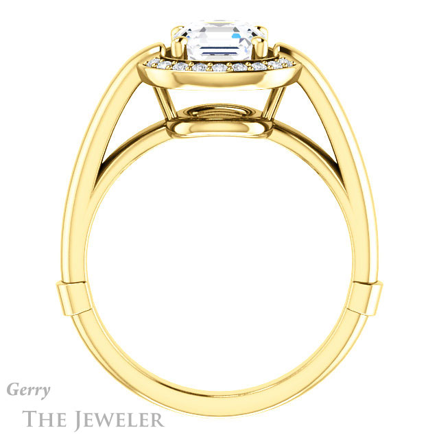 Asscher Cut Forever One Engagement Ring Setting #GTJ1239-asscher-fo-y | Gerry The Jeweler 14k Yellow Gold Asscher Cut Forever One Engagement Ring Setting #GTJ1239-asscher-fo-y