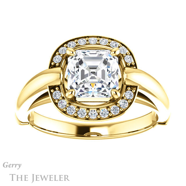 Asscher Cut Forever One Engagement Ring Setting #GTJ1239-asscher-fo-y | Gerry The Jeweler 14k Yellow Gold Asscher Cut Forever One Engagement Ring Setting #GTJ1239-asscher-fo-y