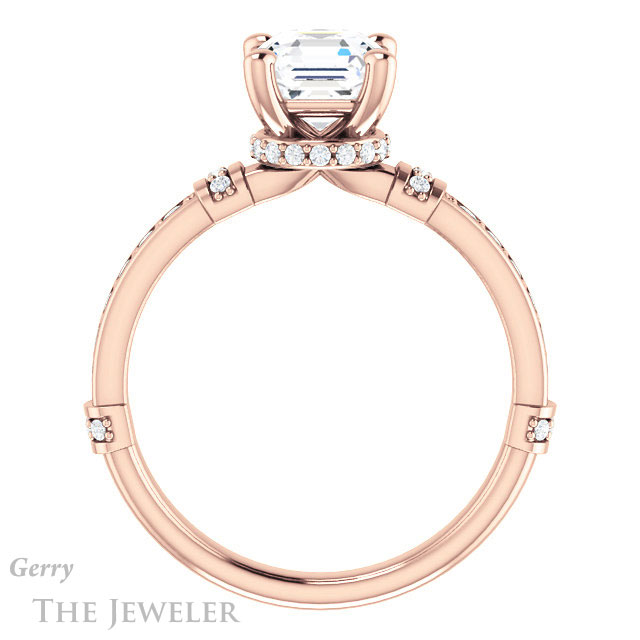14k Rose Gold Asscher Cut Forever One Engagement Ring Setting #GTJ1240-asscher-fo-r