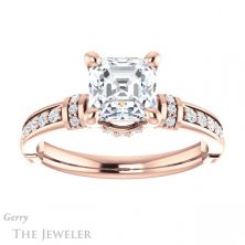 14k Rose Gold Asscher Cut Forever One Engagement Ring Setting #GTJ1240-asscher-fo-r