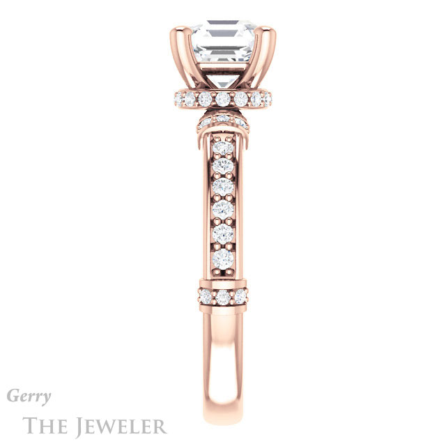 14k Rose Gold Asscher Cut Forever One Engagement Ring Setting #GTJ1240-asscher-fo-r