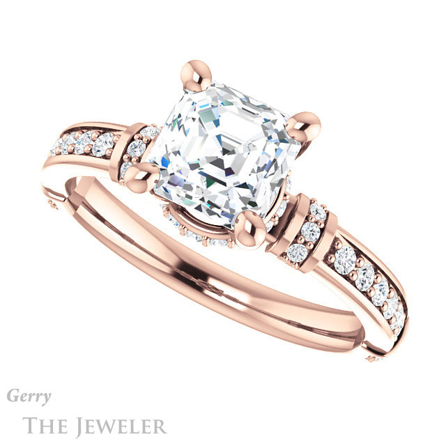14k Rose Gold Asscher Cut Forever One Engagement Ring Setting #GTJ1240-asscher-fo-r