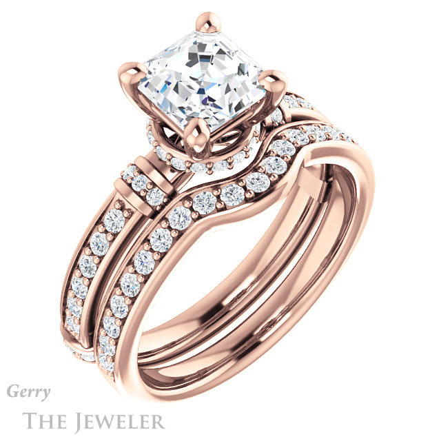 14k Rose Gold Asscher Cut Forever One Engagement Ring Setting #GTJ1240-asscher-fo-r