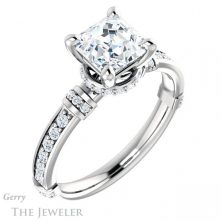 14k White Gold Asscher Cut Forever One Engagement Ring Setting #GTJ1240-asscher-fo-w 4 14k White Gold Asscher Cut Forever One Engagement Ring Setting #GTJ1240-asscher-fo-w