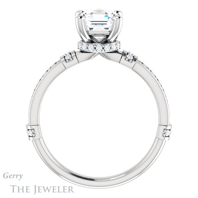 14k White Gold Asscher Cut Forever One Engagement Ring Setting #GTJ1240-asscher-fo-w
