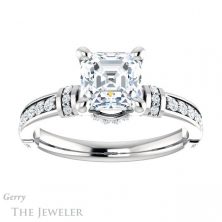 14k White Gold Asscher Cut Forever One Engagement Ring Setting #GTJ1240-asscher-fo-w 1 14k White Gold Asscher Cut Forever One Engagement Ring Setting #GTJ1240-asscher-fo-w