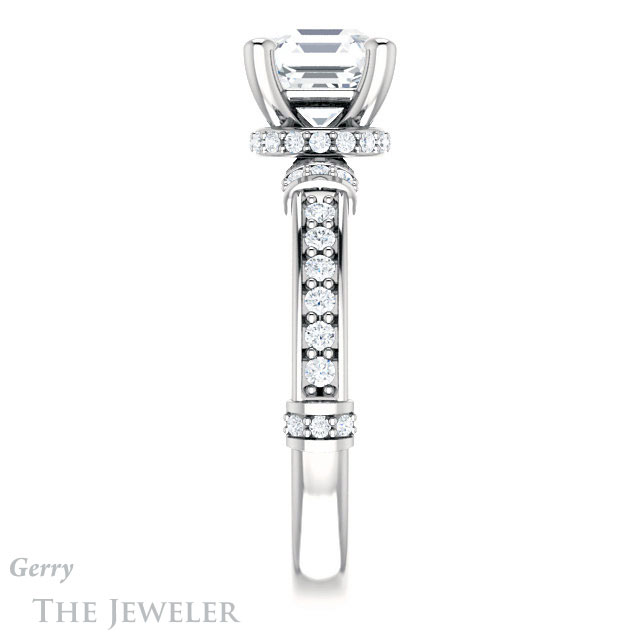 14k White Gold Asscher Cut Forever One Engagement Ring Setting #GTJ1240-asscher-fo-w 3 14k White Gold Asscher Cut Forever One Engagement Ring Setting #GTJ1240-asscher-fo-w