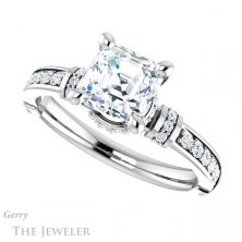 14k White Gold Asscher Cut Forever One Engagement Ring Setting #GTJ1240-asscher-fo-w 5 14k White Gold Asscher Cut Forever One Engagement Ring Setting #GTJ1240-asscher-fo-w