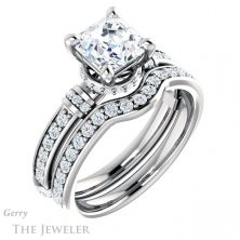14k White Gold Asscher Cut Forever One Engagement Ring Setting #GTJ1240-asscher-fo-w 6 14k White Gold Asscher Cut Forever One Engagement Ring Setting #GTJ1240-asscher-fo-w