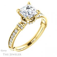 14k Yellow Gold Asscher Cut Forever One Engagement Ring Setting #GTJ1240-asscher-fo-y
