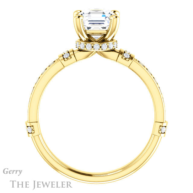 14k Yellow Gold Asscher Cut Forever One Engagement Ring Setting #GTJ1240-asscher-fo-y