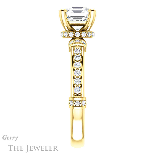 14k Yellow Gold Asscher Cut Forever One Engagement Ring Setting #GTJ1240-asscher-fo-y
